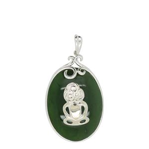 <p>Greenstone necklace with tiki available in sterling silver</p>